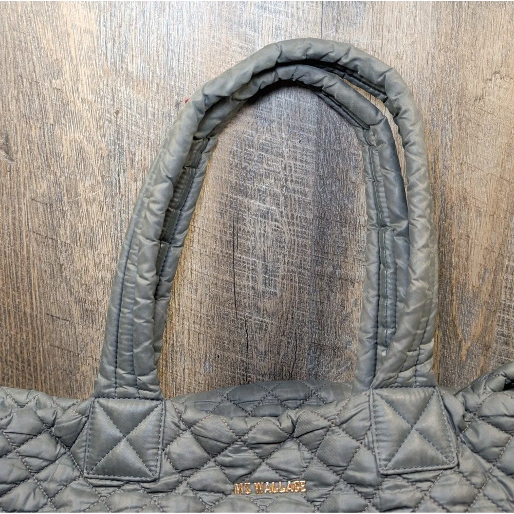 MZ Wallace Quilted Nylon Metro Tote Bag in Charcoal / Dark Grey – Gold Hardware
